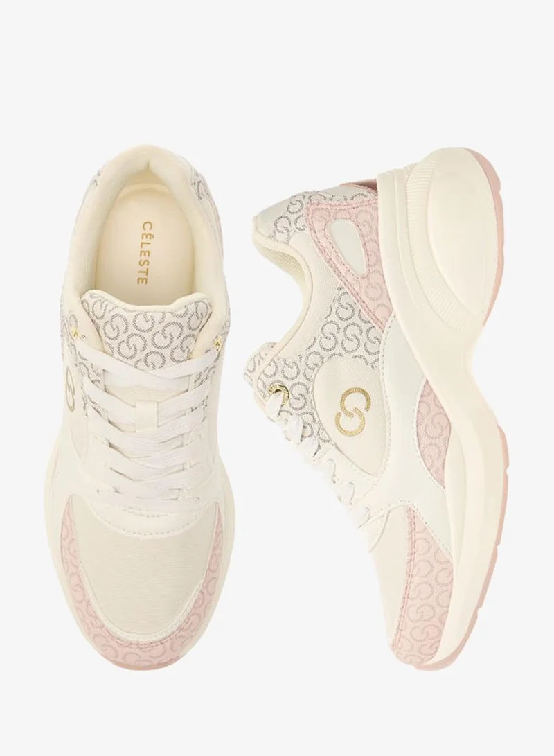 Celeste Women's Monogram Print Sneakers with Lace-Up Closure Ramadan Collection