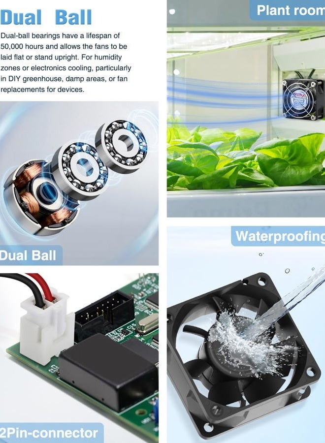 Wathai IP68 120mm x 25mm 12V Waterproof Exhaust Cooling Fan High Performance Dual Ball 12 Volt Fan 2Pin for DIY RV Refrigerator, Grow Tent, Terrarium Ventilation Cooling - Image 5