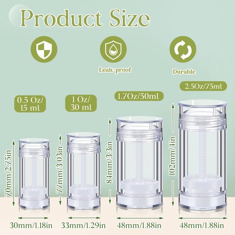 Refillable Deodorant Containers 15 Ml Transparent 30-Piece Clear Body For Refill Tracking - Rotating Dispensing Wheel Twist Up Containers for Travel On-The-Go Use - Image 2