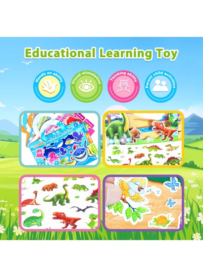 4PC Reusable Children's Card Sticker Book Multiple Scene Illustrations Unleash Your Child's Imagination Preschool Holiday Gift, Can be used as Back to School Gift, Birthday Gift, Sticker Book, Sticker Children's Activity Set, Ocean Stickers - Image 5