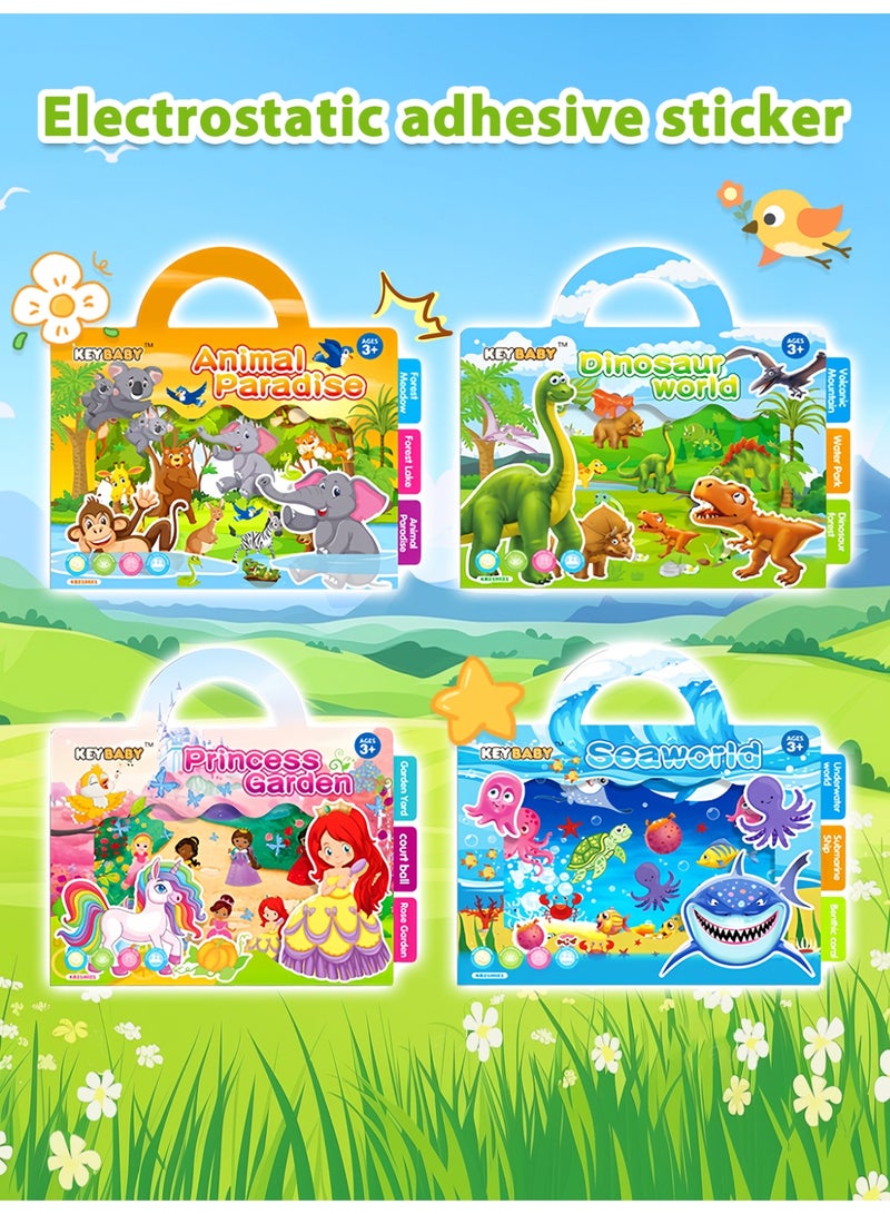 4PC Reusable Children's Card Sticker Book Multiple Scene Illustrations Unleash Your Child's Imagination Preschool Holiday Gift, Can be used as Back to School Gift, Birthday Gift, Sticker Book, Sticker Children's Activity Set, Ocean Stickers - Image 3