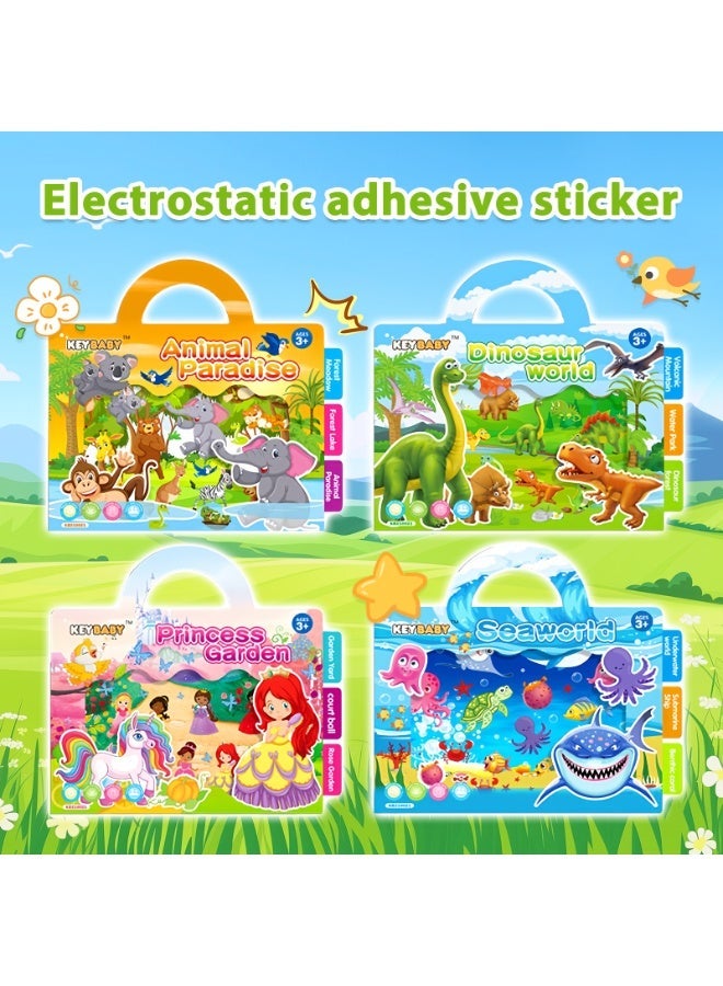 4PC Reusable Children's Card Sticker Book Multiple Scene Illustrations Unleash Your Child's Imagination Preschool Holiday Gift, Can be used as Back to School Gift, Birthday Gift, Sticker Book, Sticker Children's Activity Set, Ocean Stickers - Image 2