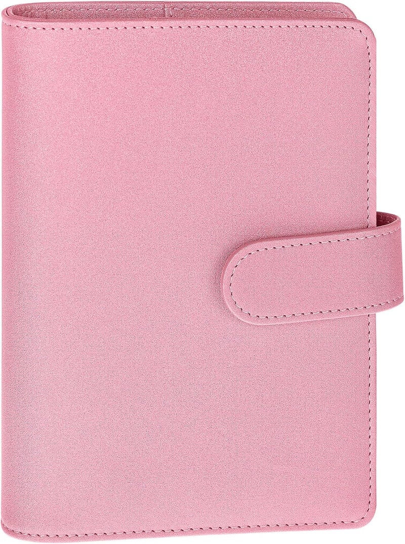 Antner A6 Notebook Binder Refillable 6 Ring Budget Binder Cover for A6 Refill Paper, PU Leather Budget Planner Organizer with Magnetic Buckle, Loose Leaf Personal Planner, Glitter Pink - Image 1