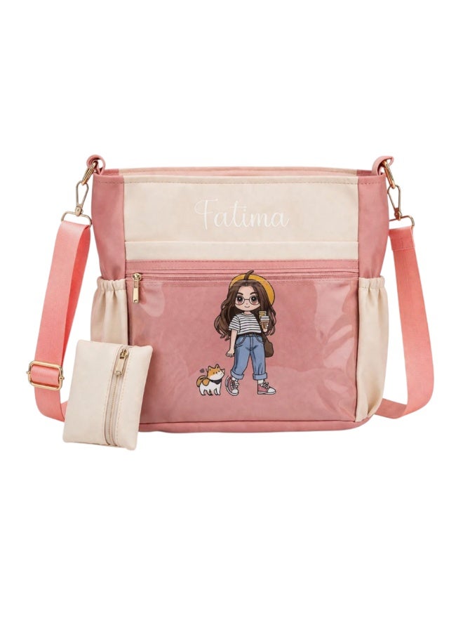 Cute Girls Crossbody Bag with Multiple Pockets, Stylish Shoulder Bag, Includes Small Pouch, Lightweight, for School and Daily Use FTM - Image 1