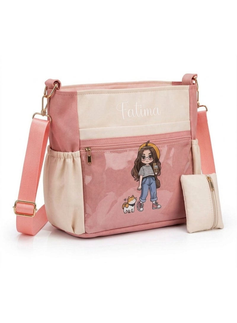 Cute Girls Crossbody Bag with Multiple Pockets, Stylish Shoulder Bag, Includes Small Pouch, Lightweight, for School and Daily Use FTM - Image 2