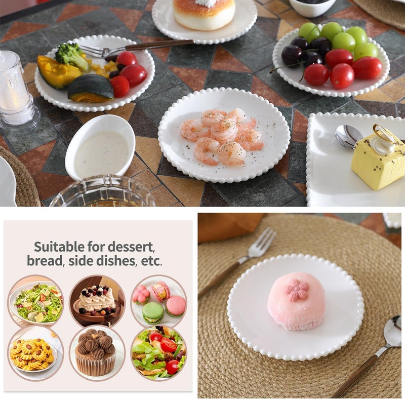 OMAYKEY 5.5 Inch Small Ceramic Dessert Plates Set of 18, Small Appetizer Plates, Porcelain Round Shaped Mini White Plate, for Cake Waffles Snacks Side Dish, Oven Microwave Dishwasher Safe - Image 4
