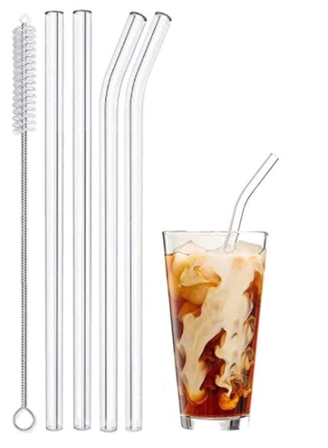 مصاصات شرب معدنية من الفولاذ المقاوم للصدأ 304 مع فرشاة تنظيف / 4 قطع + فرشاة واحدة  - Image 1