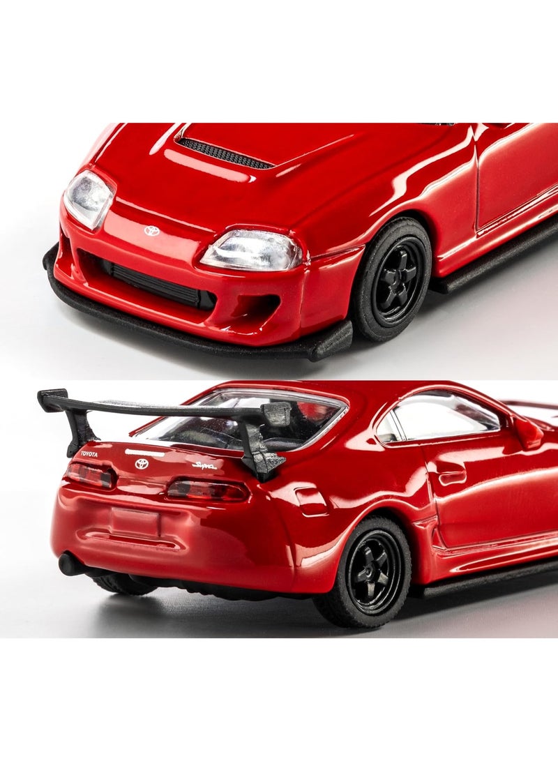 Majorette Collection 1995 Toyota Supra RZ JZA80 1:64 Die-Cast Model Car, Red Premium Metal Collectible with Rubber Tires, Detailed Interior & Display Case, Toyota Licensed Sports Car - Image 4