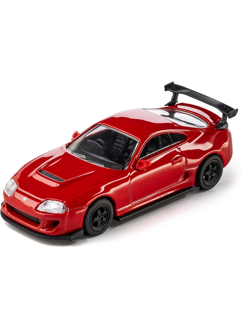 Majorette Collection 1995 Toyota Supra RZ JZA80 1:64 Die-Cast Model Car, Red Premium Metal Collectible with Rubber Tires, Detailed Interior & Display Case, Toyota Licensed Sports Car - Image 1