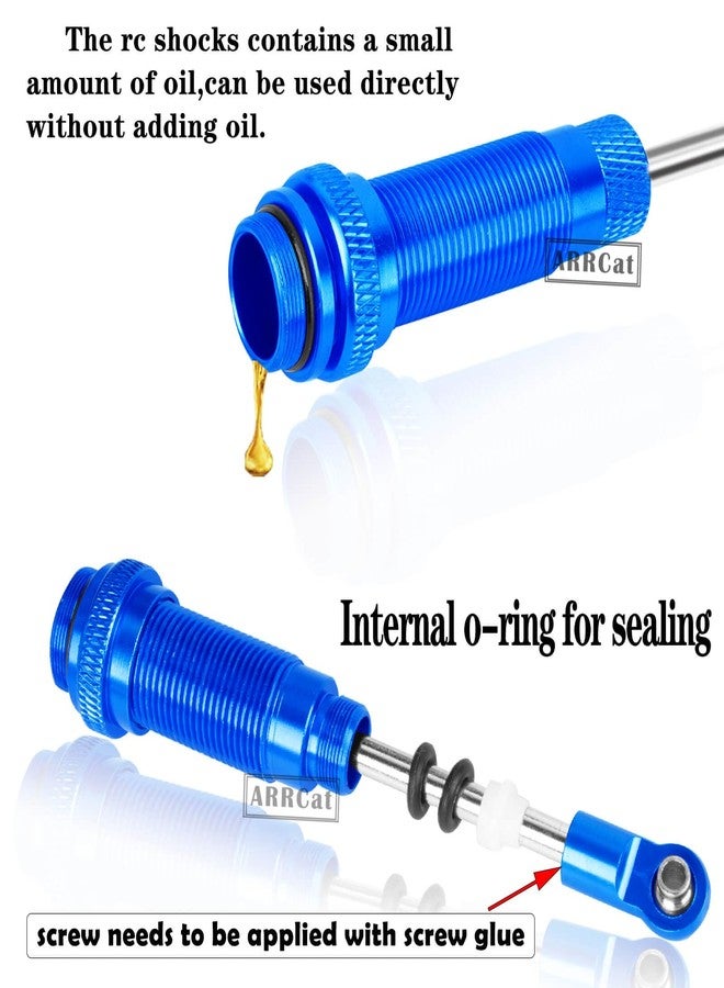 ARRCat Big Bore RC Shock for Slash 4WD, Stampede 4x4, Hoss 4x4, Rustler 4WD - 4PCS Aluminum Full Metal Shocks, Replace 5862, Navy Blue - Image 4