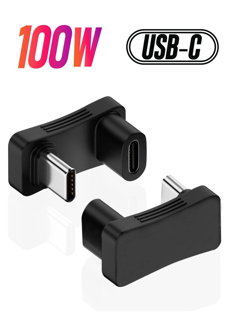 KASTWAVE 2 Pcs 180 Degree Angle USB C Adapter , 180° U Shape USB-C Male to USB-C Female 10Gbps PD 100W Adapter Compatible with Steam Deck, Switch, Laptop, Tablet, Phone - Image 1