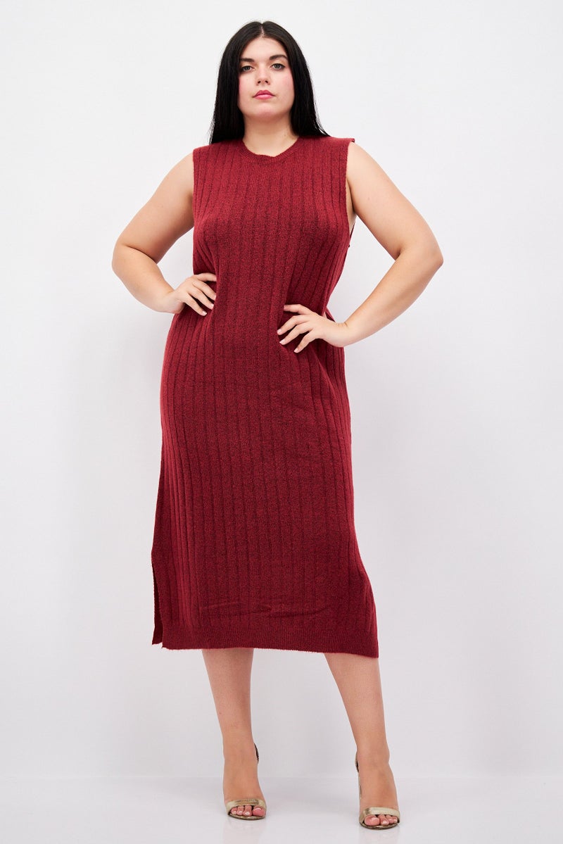 Fire & Glory Women Knitted Midi Dress, Red - Image 1
