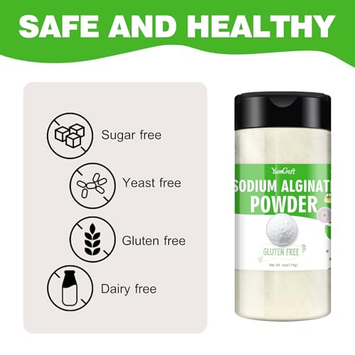 YumCraft Sodium Alginate Powder - 4oz Pure Sodium Alginate Food Grade Thickener Powder, Natural Gelling Agent for Desserts, Caviar Spheres Making, Ice Cream, Meatloaves, Vegan Stabilizer for Baking, Thickening - Image 3