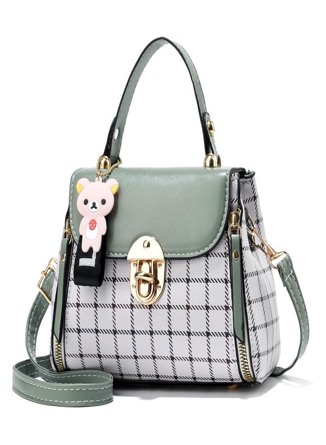 Xiaoyu Small Purses and Handbags for Women Fashion Crossbody Bag Lightweight Shoulder Bag Plaid Pattern Satchel (Green) - Image 1