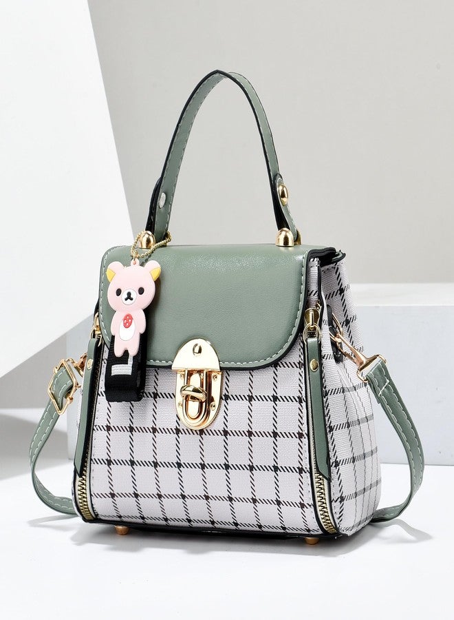 Xiaoyu Small Purses and Handbags for Women Fashion Crossbody Bag Lightweight Shoulder Bag Plaid Pattern Satchel (Green) - Image 2