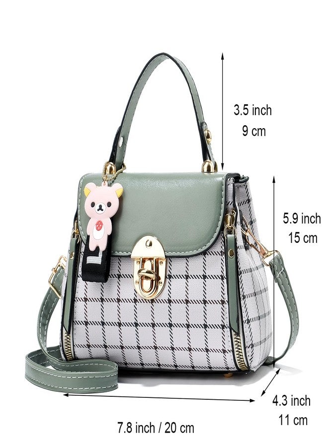 Xiaoyu Small Purses and Handbags for Women Fashion Crossbody Bag Lightweight Shoulder Bag Plaid Pattern Satchel (Green) - Image 3