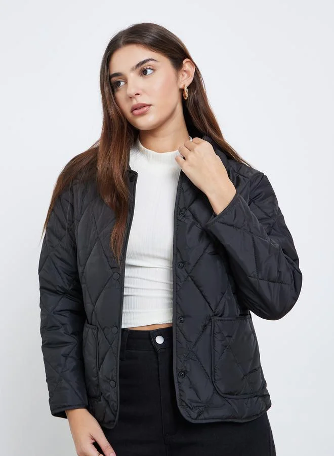 Styli Styli Women Quilted Look Padded Jacket with Collar