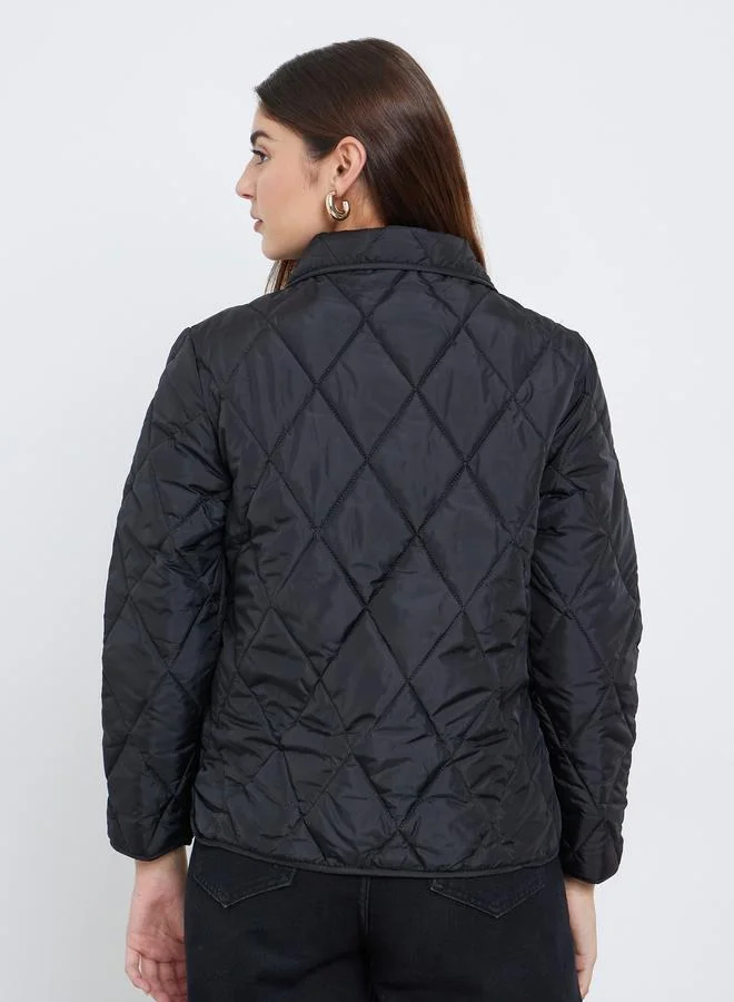 Styli Styli Women Quilted Look Padded Jacket with Collar