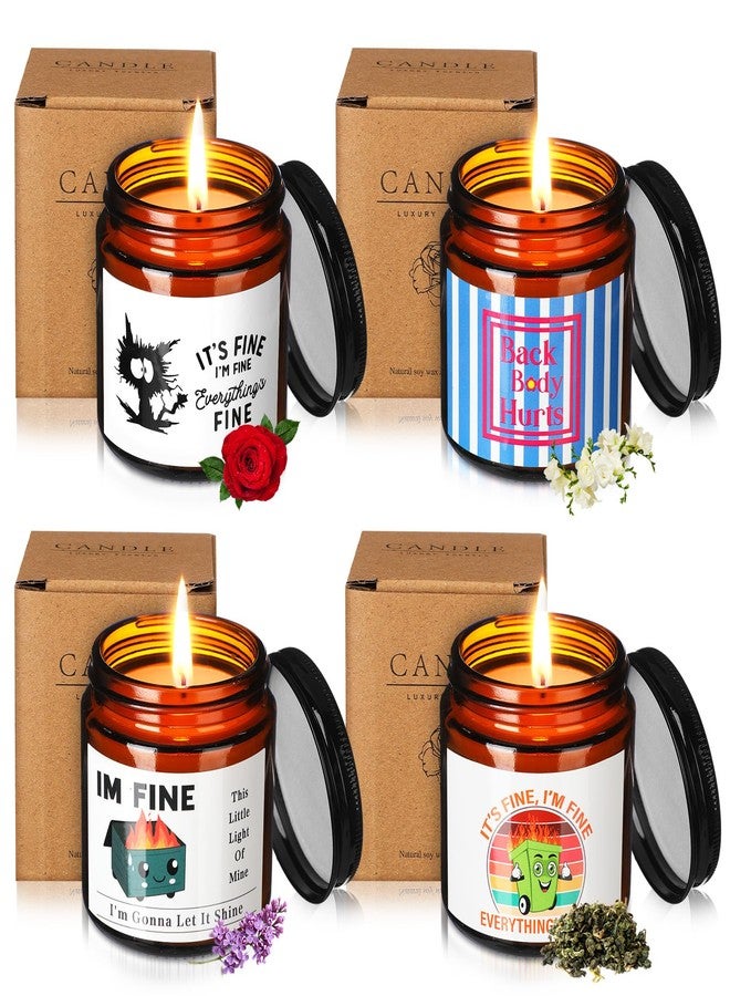 Conelist 4 Pcs Funny Scented Candles for Women Men Dumpster Fire Desk Accessories Funny 3.5 oz 4 Fragrances Candles Gifts for Coworkers Friends Birthday Christmas Party Favors Employee Appreciation Gifts - Image 1