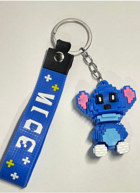 Distinctive cartoon keychain distinctive accessory keychain of Disney Characters Stitch and Lilo with ribbon that fits with car keys wallet and bag beautiful creative gift