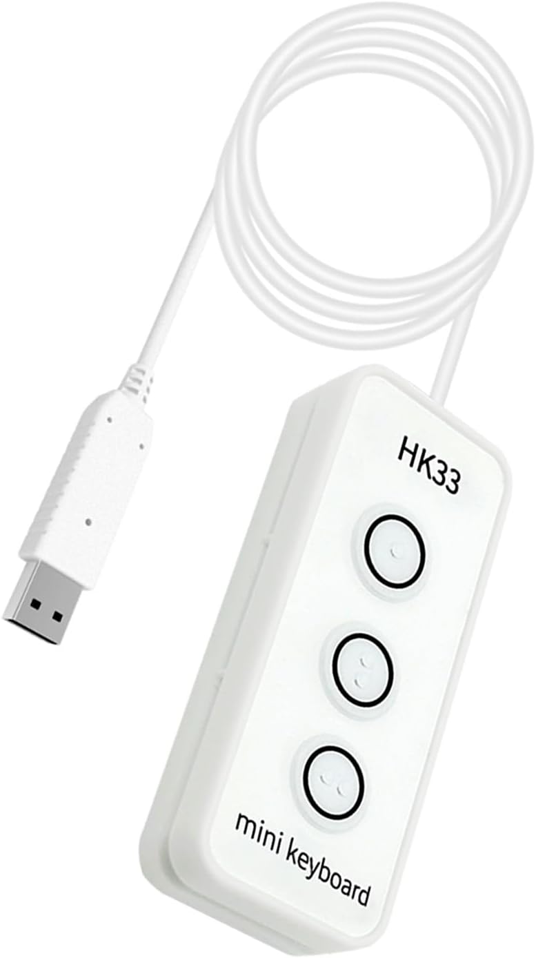 لوحة مفاتيح USB قابلة للتخصيص، لوحة مفاتيح ماكرو مكونة من 3 أزرار، لوحة مفاتيح بتسجيل الوظائف ونقاط برايل، مثالية للألعاب، اختصارات النسخ واللصق المكتبية والمستخدمين ضعاف البصر (HK33UW أبيض) - Image 5
