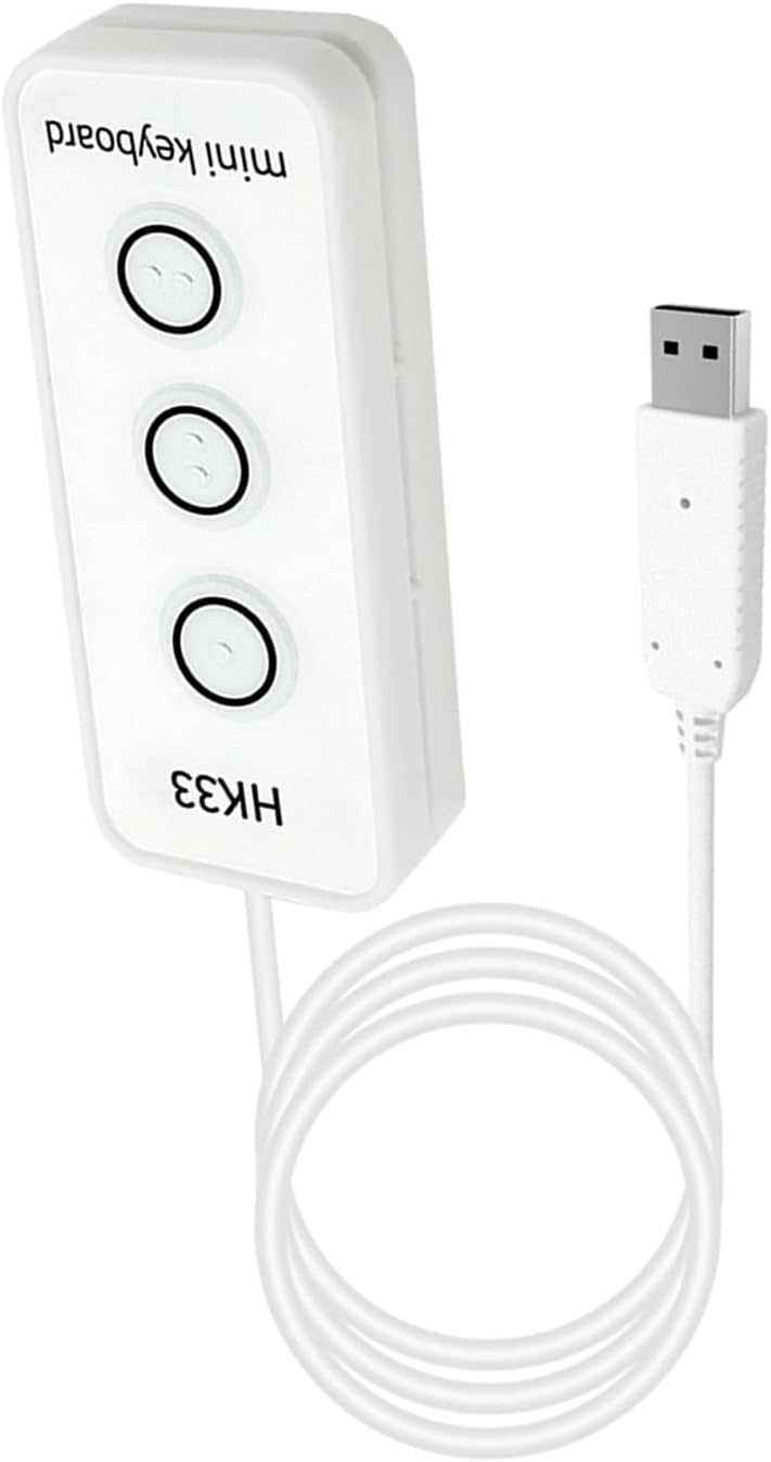 لوحة مفاتيح USB قابلة للتخصيص، لوحة مفاتيح ماكرو مكونة من 3 أزرار، لوحة مفاتيح بتسجيل الوظائف ونقاط برايل، مثالية للألعاب، اختصارات النسخ واللصق المكتبية والمستخدمين ضعاف البصر (HK33UW أبيض) - Image 4
