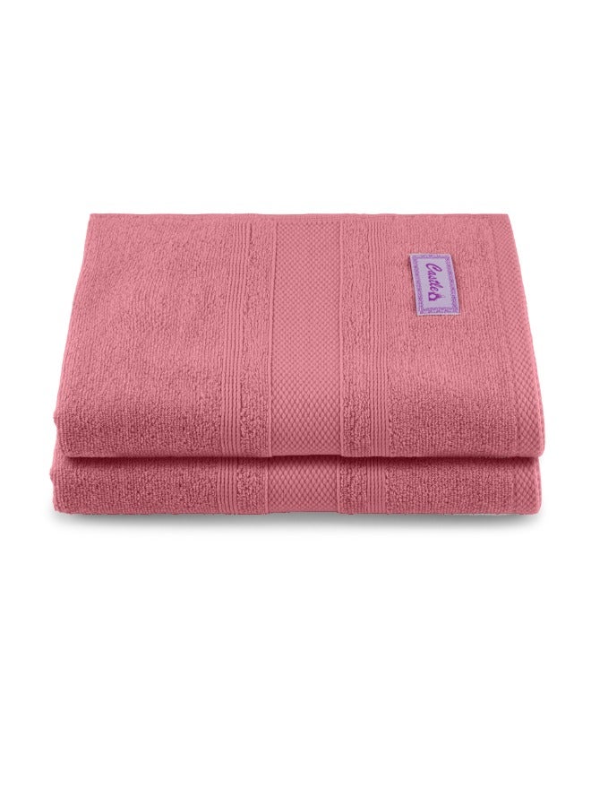BYFT Home Castle (Pink) Premium Cotton Bath Towel (70 X 140 Cm-Set Of 2) Highly Absorbent, High Quality Bath Linen With Diamond Dobby 550 Gsm - Image 2