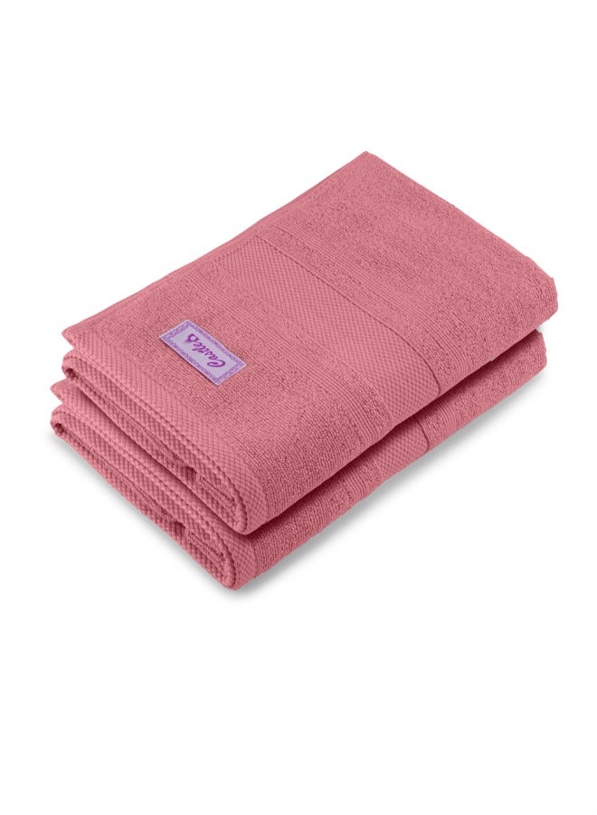 BYFT Home Castle (Pink) Premium Cotton Bath Towel (70 X 140 Cm-Set Of 2) Highly Absorbent, High Quality Bath Linen With Diamond Dobby 550 Gsm - Image 3