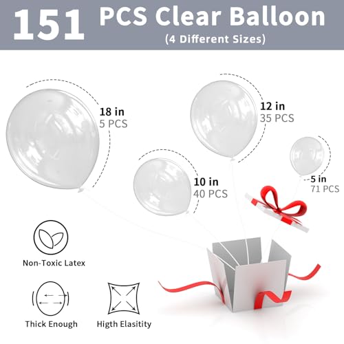 Labeol Clear Balloons Different Sizes 151PCS 1812105 Inch Clear Balloon Garland Arch Kit Quality Transparent Latex Balloons Decorations for Party Birthday Graduation Wedding - Image 5