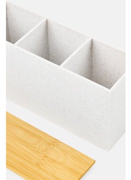 AMG 3 Section Organizer With Bamboo Lid, White  - Image 4