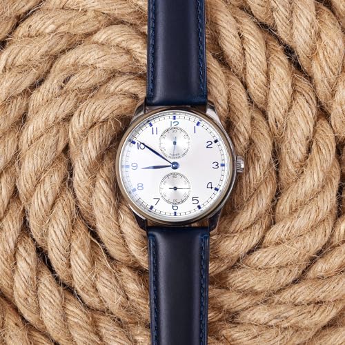 Ritche Quick Release Leather Watch Band 18mm 19mm 20mm 21mm 22mm 23mm 24mm Leather Watch Strap, Dark Blue & Black, 22 mm, Classic - Image 2
