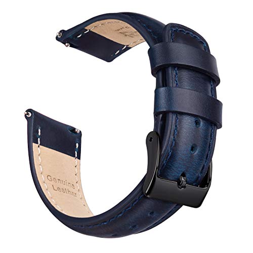 Ritche Quick Release Leather Watch Band 18mm 19mm 20mm 21mm 22mm 23mm 24mm Leather Watch Strap, Dark Blue & Black, 22 mm, Classic - Image 1