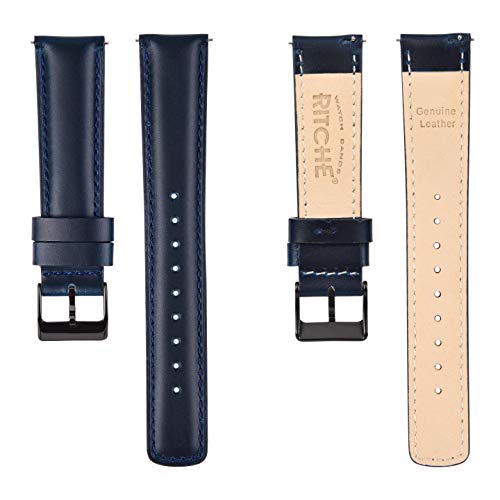 Ritche Quick Release Leather Watch Band 18mm 19mm 20mm 21mm 22mm 23mm 24mm Leather Watch Strap, Dark Blue & Black, 22 mm, Classic - Image 5