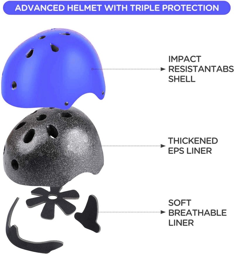 TCCVANAS Adjustable Kids Helmet with Knee Pad, Elbow Pads & Wrist Guards - Toddler Bike Helmets for Ages 3-5, 5-8, 8-14 Years - Perfect for Skating, Biking, Cycling, and Skateboard - for Boys and Girls - Image 2