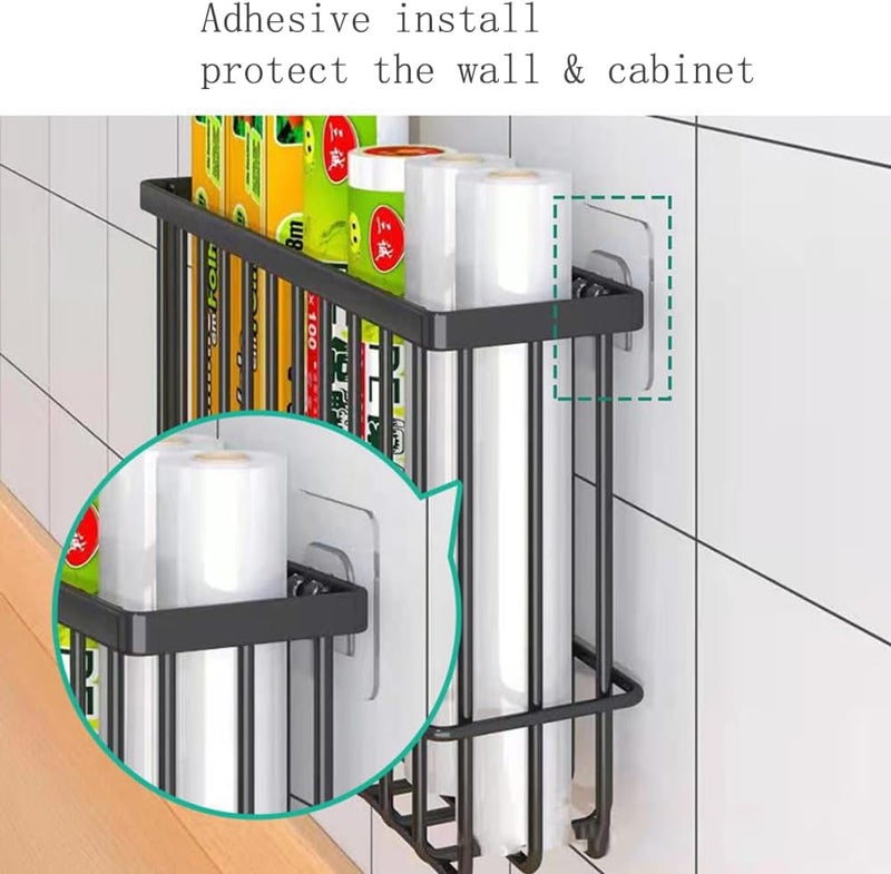 EigPluy 2 Pieces Kitchen Door Storage Box,Adhesive Wall Mounted Storage Box,Cabinets/Bathrooms/Refrigerators Sundries Organization Box (Black) - Image 5