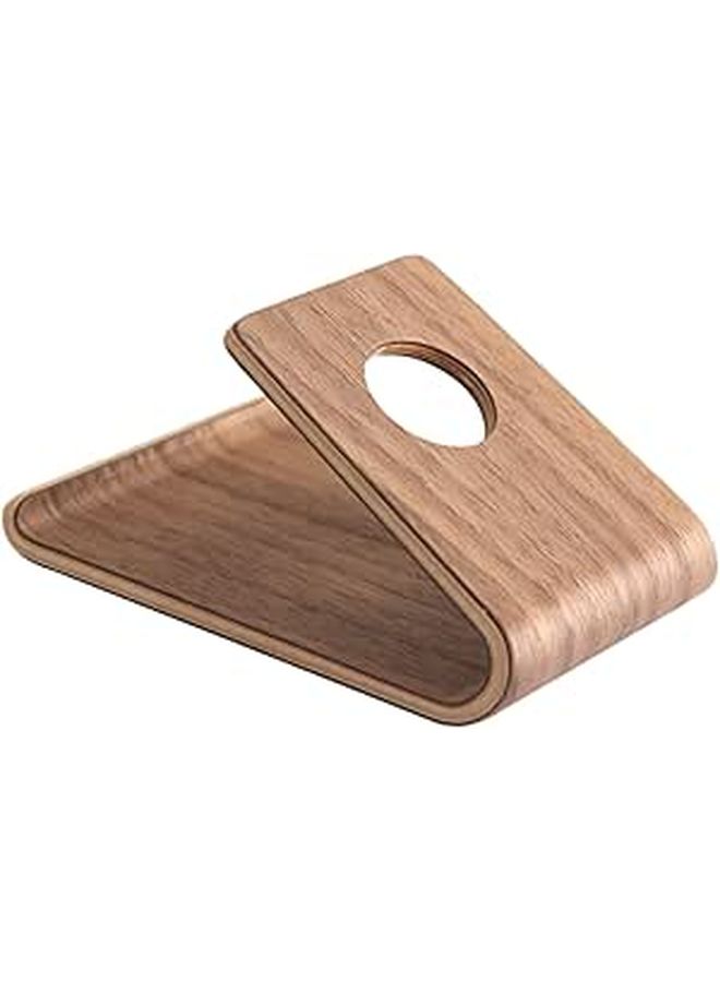 Walnut Wooden Phone Holder For Desk Curved Creative Stand For Smartphones Tablets - Image 1