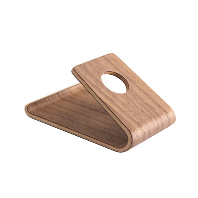 Walnut Wooden Phone Holder For Desk Curved Creative Stand For Smartphones Tablets - Image 2
