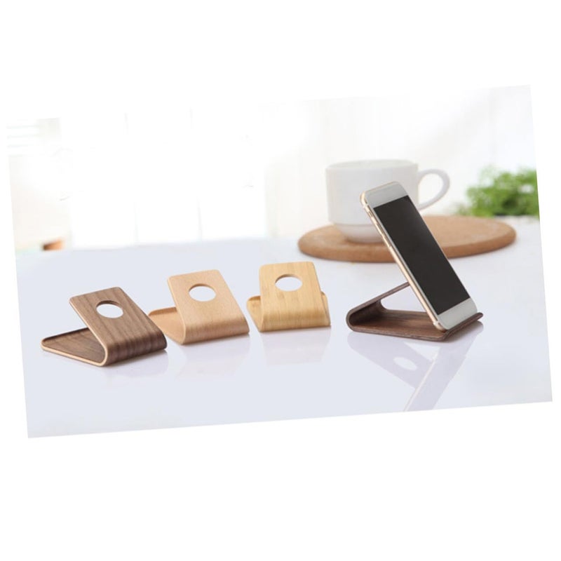 Walnut Wooden Phone Holder For Desk Curved Creative Stand For Smartphones Tablets - Image 3