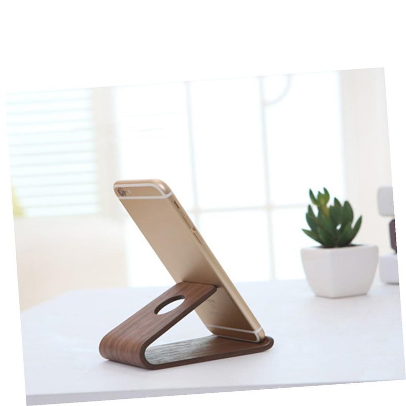 Walnut Wooden Phone Holder For Desk Curved Creative Stand For Smartphones Tablets - Image 4