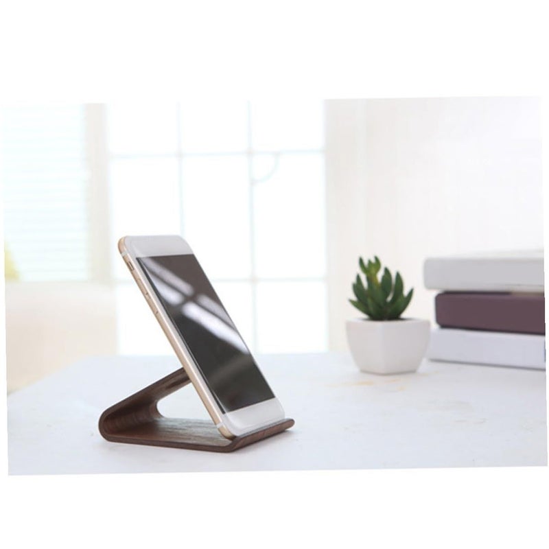Walnut Wooden Phone Holder For Desk Curved Creative Stand For Smartphones Tablets - Image 5