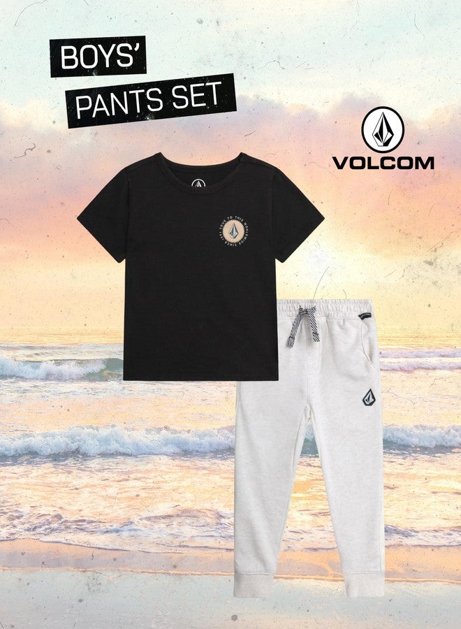Volcom Baby Boys Pants Set - 2 Piece Short Sleeve Jersey T-Shirt and Woven Joggers - Matching Outfit for Little Boys (12M-7), Size 3T, Black - Image 2