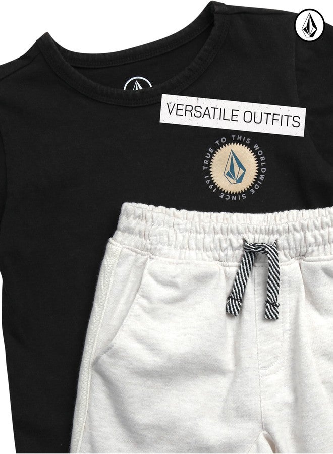 Volcom Baby Boys Pants Set - 2 Piece Short Sleeve Jersey T-Shirt and Woven Joggers - Matching Outfit for Little Boys (12M-7), Size 3T, Black - Image 3