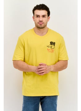 Wrangler Men Crew Neck Short Sleeves Graphic Print T-Shirt, Yellow  - Image 1