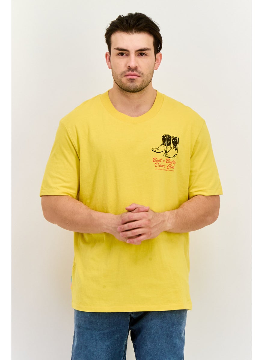 Wrangler Men Crew Neck Short Sleeves Graphic Print T-Shirt, Yellow  - Image 1
