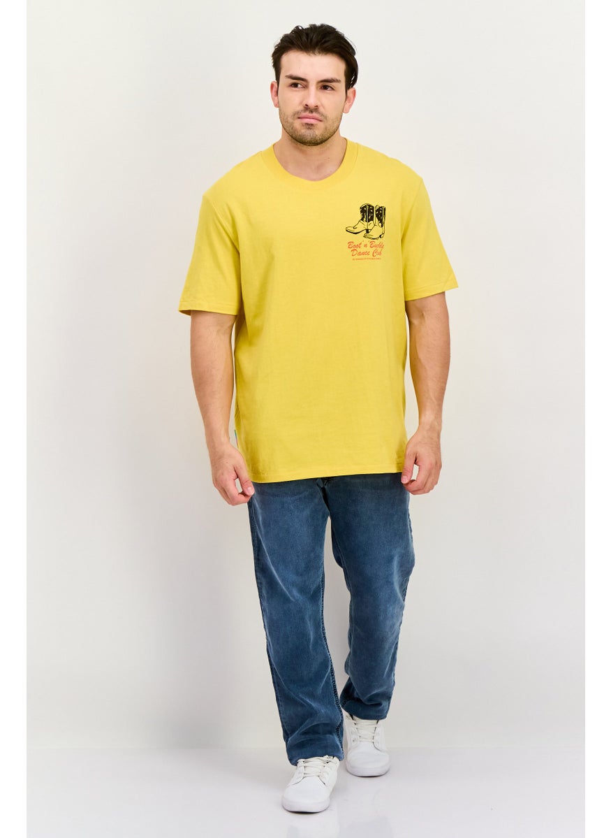 Wrangler Men Crew Neck Short Sleeves Graphic Print T-Shirt, Yellow  - Image 2