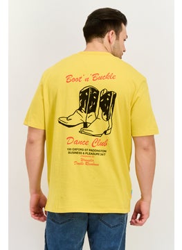 Wrangler Men Crew Neck Short Sleeves Graphic Print T-Shirt, Yellow  - Image 3