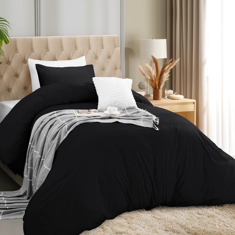 Utopia Bedding طقم غطاء لحاف يوتوبيا مع غطاء وسادة 2 قطعة غطاء لحاف مع إغلاق بسحاب 1 غطاء لحاف مع 1 غطاء وسادة ناعم من الألياف الدقيقة توين توين XL أسود