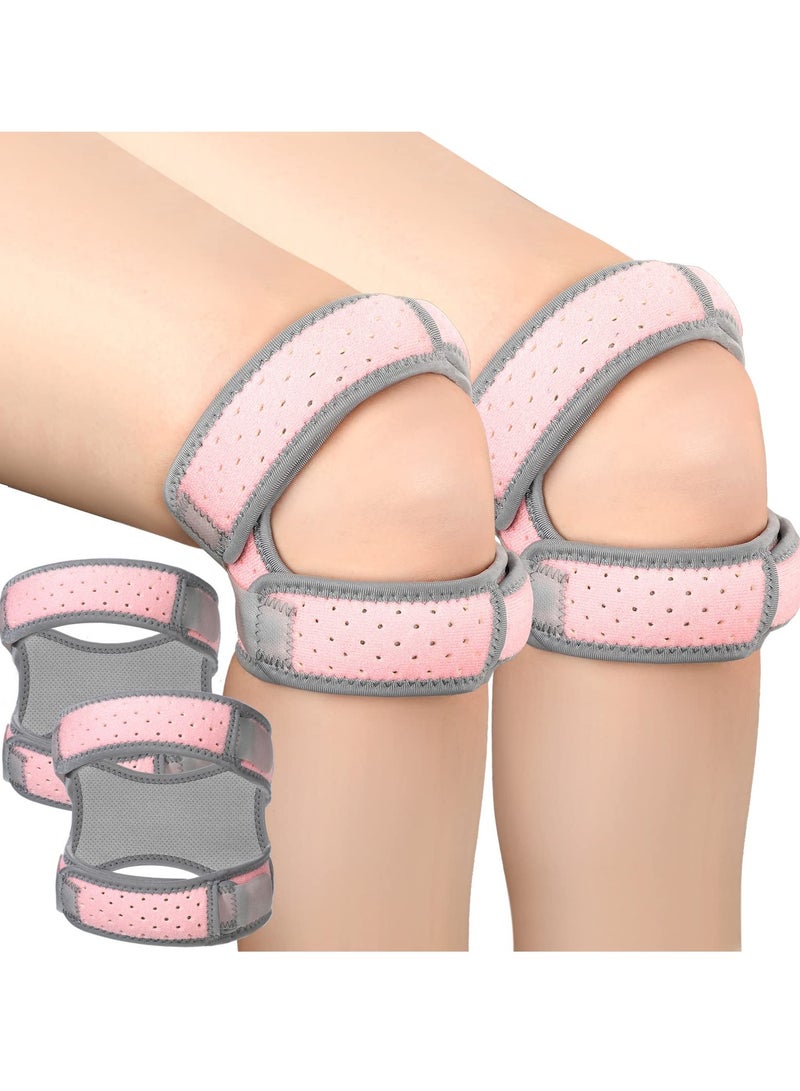 SOLARAE Patellar Tendon Support Strap Set, 2 Pcs Adjustable Knee Brace Knee Stabilizer Compression Patellar Tendon Support Strap For Working Out, Running, Weightlifting (Pink) - Image 1