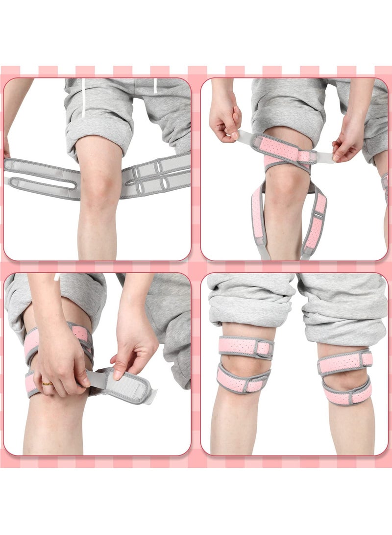 SOLARAE Patellar Tendon Support Strap Set, 2 Pcs Adjustable Knee Brace Knee Stabilizer Compression Patellar Tendon Support Strap For Working Out, Running, Weightlifting (Pink) - Image 4