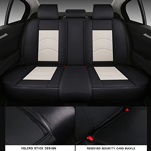 NS YOLO Full Coverage Car Seat Covers Universal Fit for Cars SUVs Pick-up Trucks with Waterproof Leatherette in Automotive Vehicle Interior Accessories (Black and White, Full Set) - Image 5